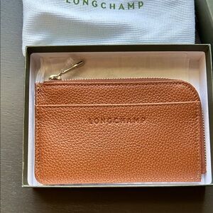 Longchamp Cognac Leather Card Holder